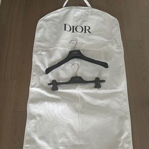 Dior Set of 2 Coat Hangers and White Long Garment Bag